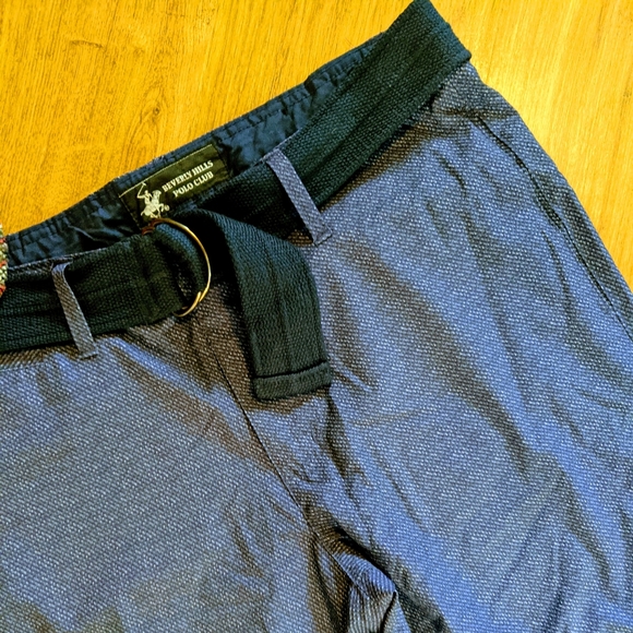 Beverly Hills Polo Club Men's Golf Casual Dress Walking Shorts Belt Blue Sz 34 - Picture 8 of 9